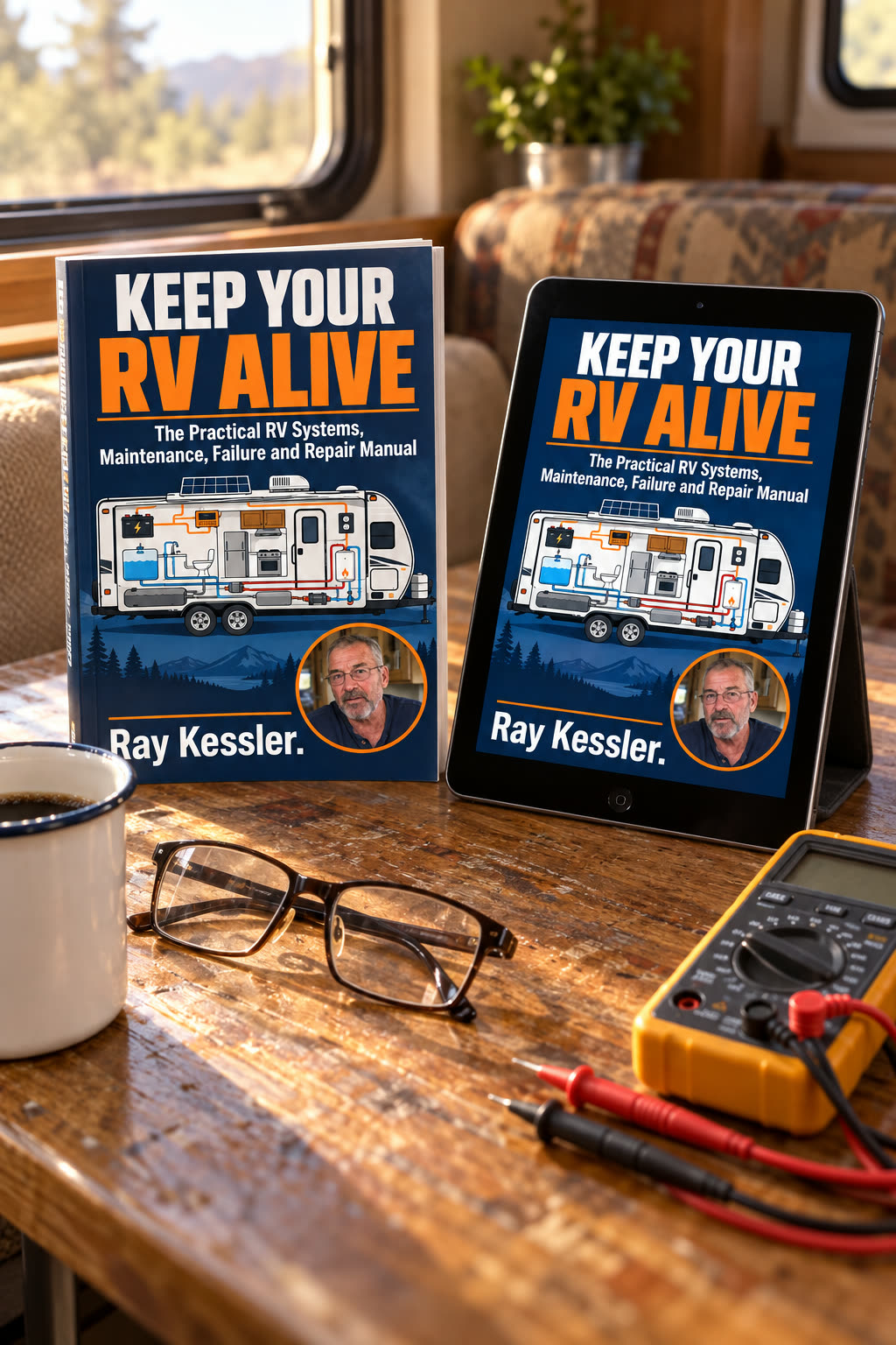 Keep Your RV Alive book and tablet